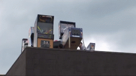 gif pinball Street Fighter II  getting pushed off a roof by TNT.gif